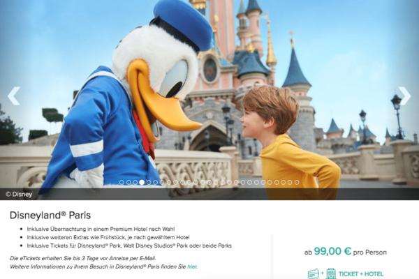 Disneyland Paris Angebot - Eintritt + 1 Nacht im 4* Hotel ab 99,00