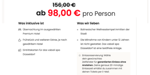 Vabali Spa Düsseldorf Angebot mit Übernachtung
