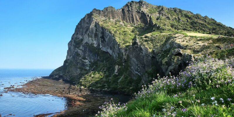 Die Landschaft von der Insel Jeju