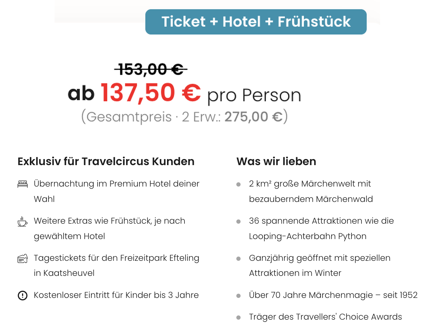 Efteling Angebot – Preis und enthaltene Leistungen Efteling Angebot – Preis und enthaltene Leistungen