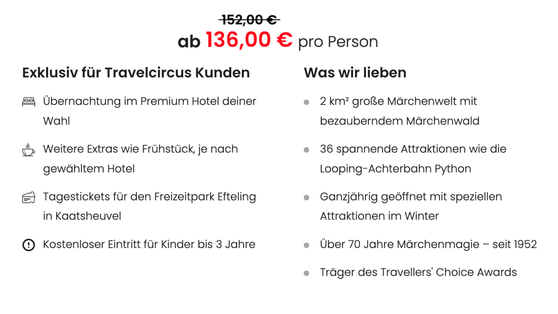 Efteling Park Angebot mit Hotel