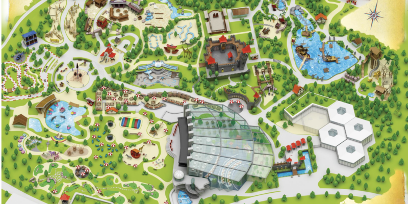 Übersichtsplan des Playmobil FunParks Übersichtsplan des Playmobil FunParks mit verschiedenen Spiel- und Themenbereichen