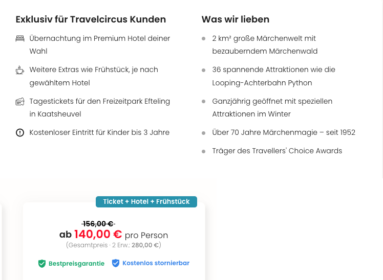 efteling-ticket-hotel-fruehstueck-vorteile-preis Efteling Ticket und Hotel mit Frühstück, Vorteilen und Preis ab 140 Euro pro Person