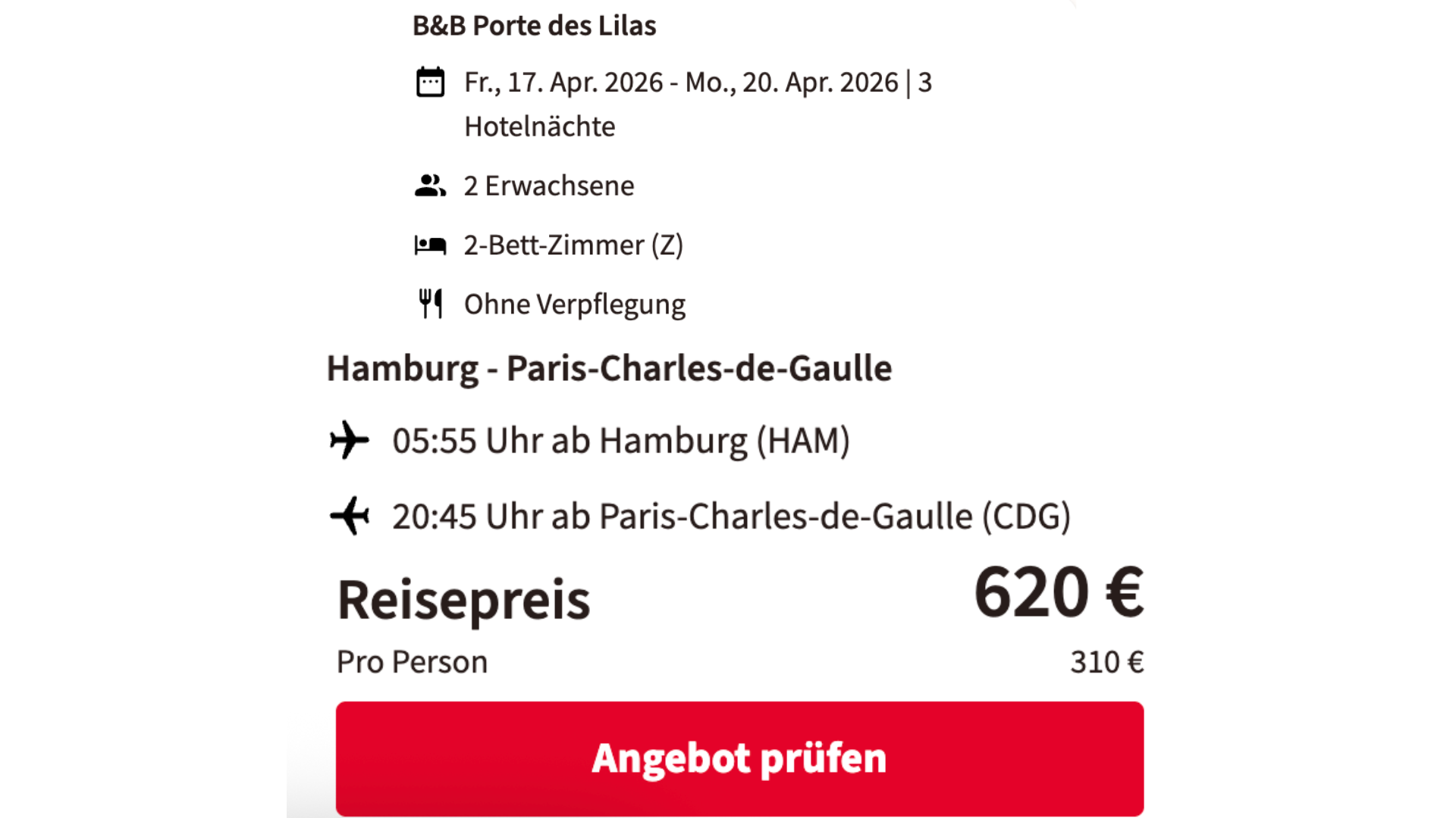 Paris Kurztrip Angebot