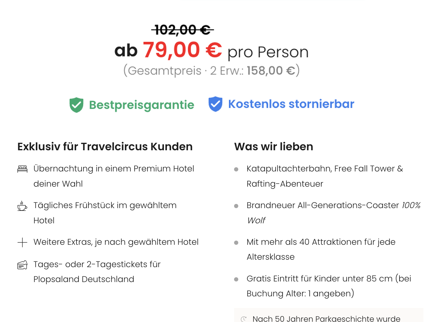Plopsaland Deutschland – Preis und enthaltene Leistungen Travelcircus-Angebot für Plopsaland Deutschland ab 79 Euro pro Person mit Premium-Hotel, Frühstück und Tages- oder 2-Tagesticket