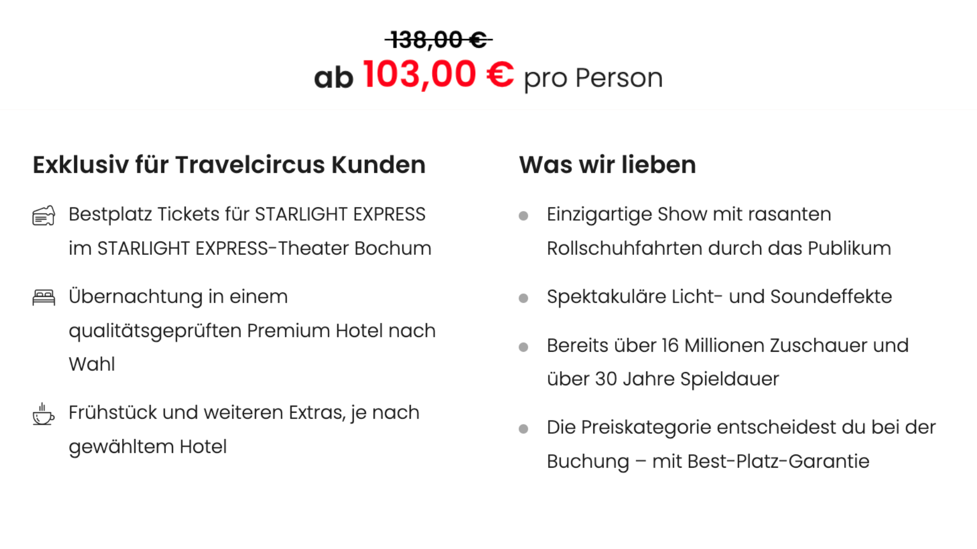 STARLIGHT EXPRESS mit Hotel STARLIGHT EXPRESS mit Hotel