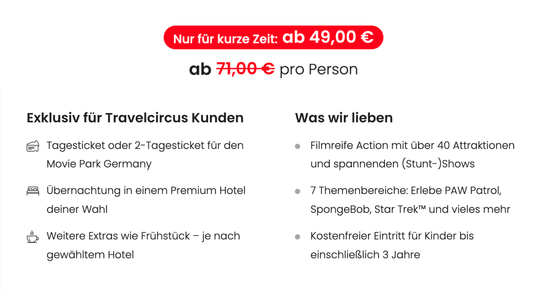 Movie Park Germany Angebot mit Hotel