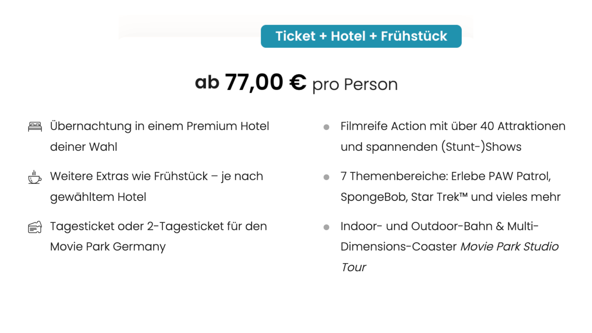 Movie Park Germany Angebot mit Übernachtung